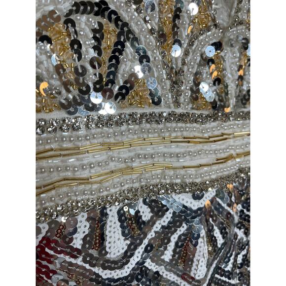 Lucci Lu Evening dress size 8, style 8043, silver and gold sequins, Art Deco - Picture 9 of 10